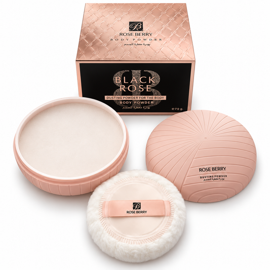 Black Rose Scented Dusting Body Powder With Fluffy Puff
