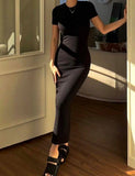 DAZY Solid Split Hem Bodycon Dress