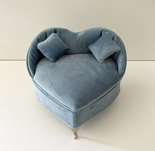 Blue Heart Shape Velvet Accessory Organizer