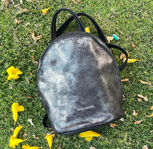 Cool Black Silver Medium Size Backpack