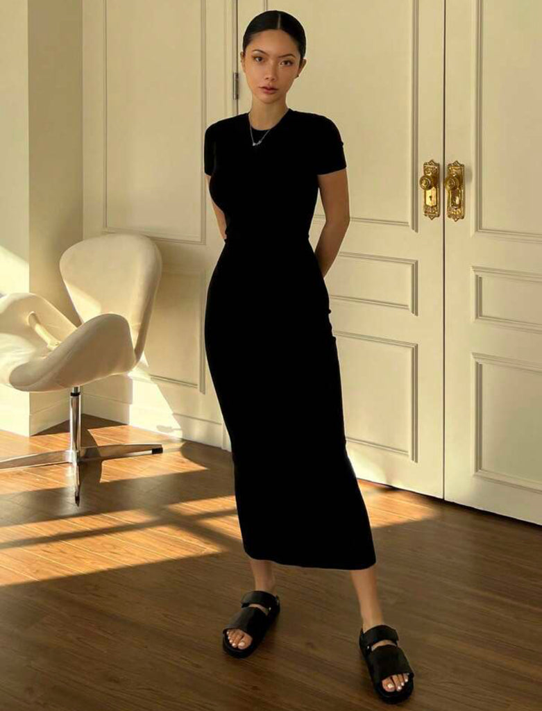 DAZY Solid Split Hem Bodycon Dress