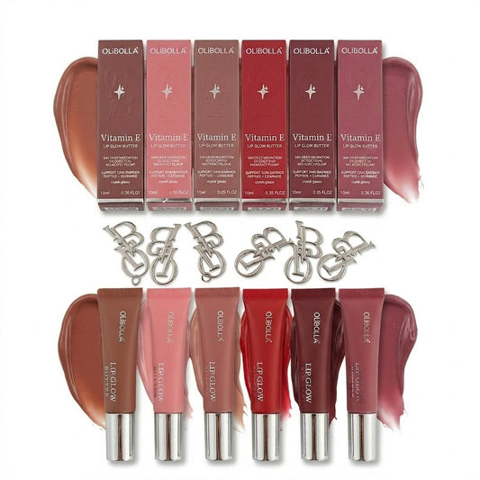 6 Colors Butter Lip Glow Gloss Set Rich In Vitamin E +chain