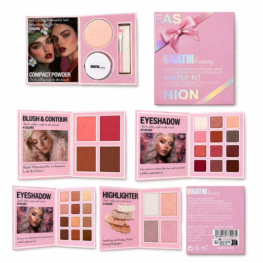 Eyeshadow Blusher Contour Highlighter Powder Brush Mirror Makeup Kit