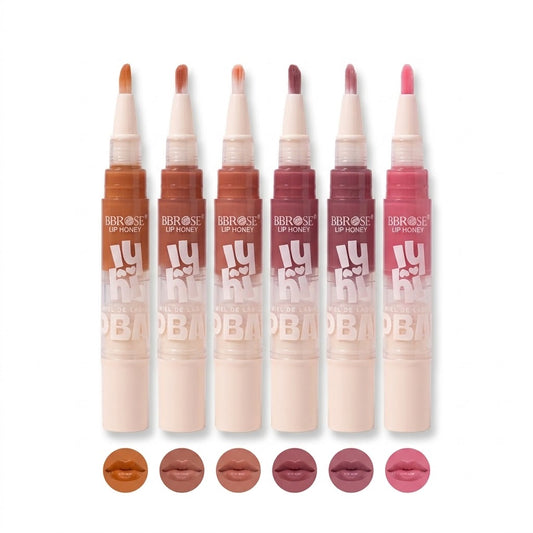 6 Colors Long Lasting Moisture Lip Honey Lip Balm Lip Gloss -Brush Applicator