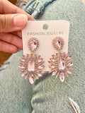 Pink Rhinestone Drop Earrings