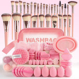 Pink Brushes Set With Wash Bag