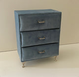 Sky Blue Velvet 3 Drawers Organizer