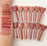 12 Perfect Nude Shades  Waterproof Matte Lip Glosses Set