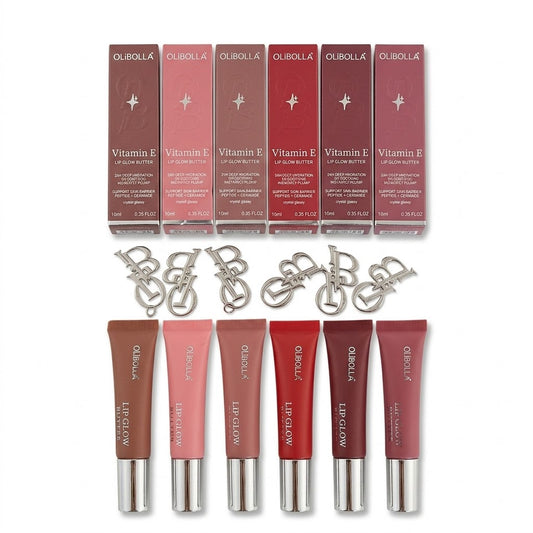 6 Colors Butter Lip Glow Gloss Set Rich In Vitamin E +chain