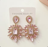 Pink Rhinestone Drop Earrings