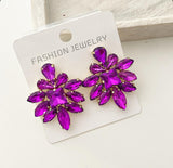 Purple Rhinestone Drop Earrings