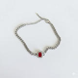 Silver X Pink Stone Bracelet