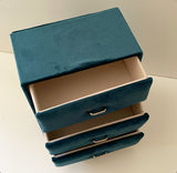 Sky Blue Velvet 3 Drawers Organizer