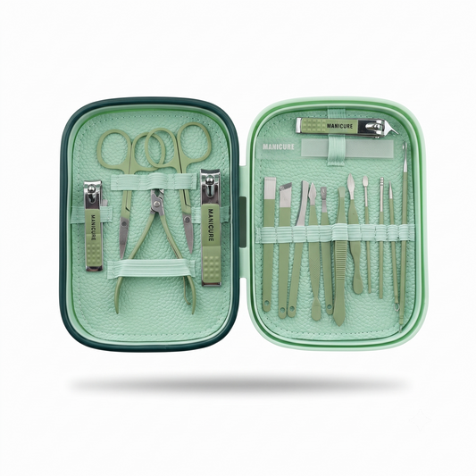 18 PCS Stainless Steel Pedicure Set In Mint Green