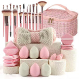 Pink Brushes Set With Tweed abag