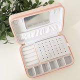 Pink Accessory Organizer With Zipper & Mirror