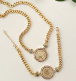 Gold Coin Heavy Chain With Bracelet