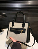 Two Tone Square Bag Zipper Detail Polyester For Daily Life