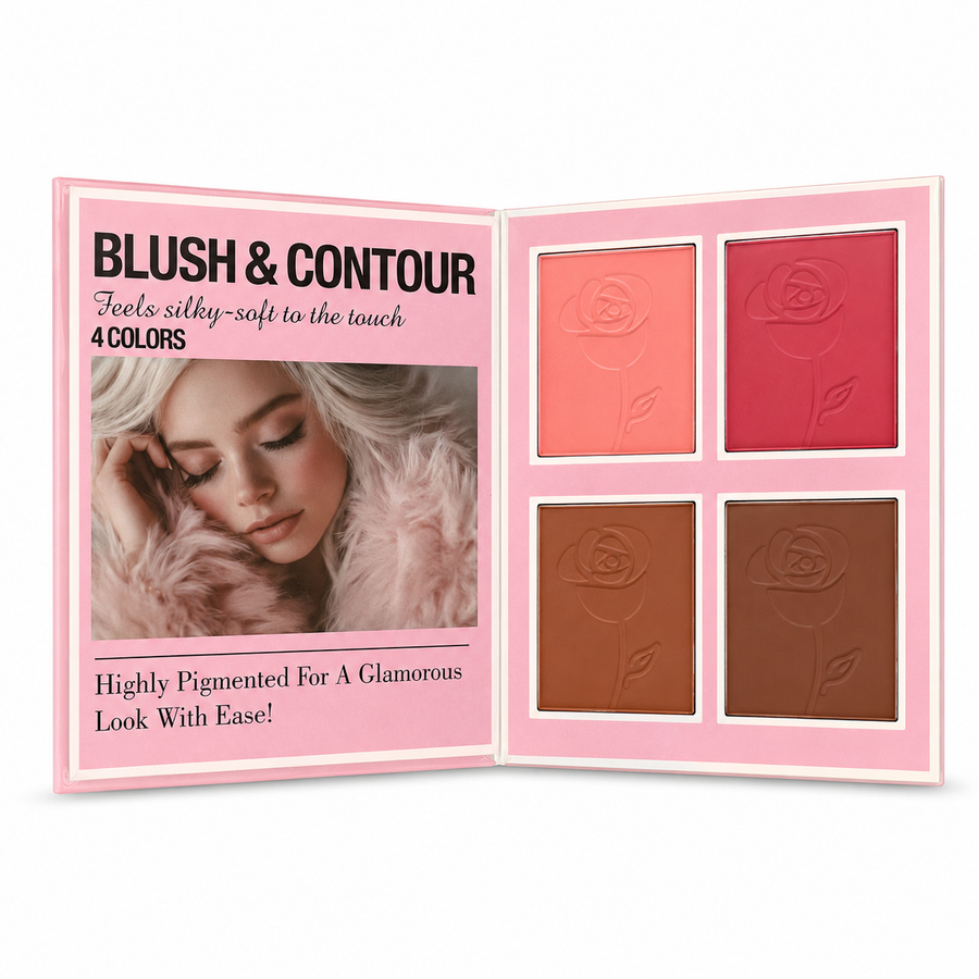 Eyeshadow Blusher Contour Highlighter Powder Brush Mirror Makeup Kit