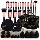 Black Brushes Set With Tweed Bag