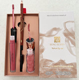 3 PCS Velvet Lip Set Hydrate& Matte Liquid Lipstick, Lipliner  Lip Gloss