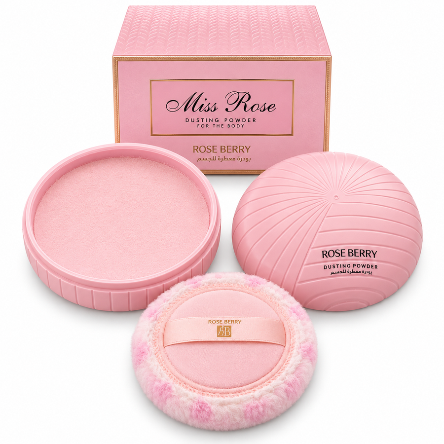 Miss Rose Scented Dusting Body Powder With Fluffy Puff