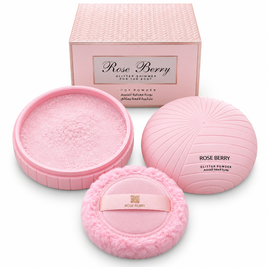 Glitter Shimmer Scented Body Powder With Fluffy Puff