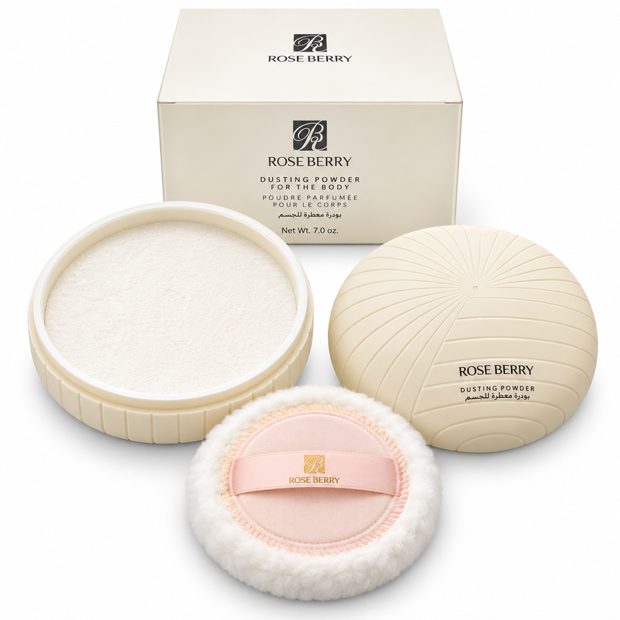 White Scented Dusting Body Powder With Fluffy Puff