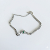 Silver X Green Stone Bracelet