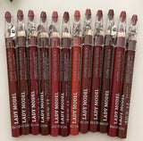 12 Colors Wooden Lip Liners / Lipsticks Set With Sharpener