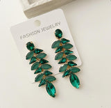 Green Rhinestone Drop Earrings