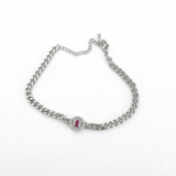 Silver X Pink Stone Bracelet