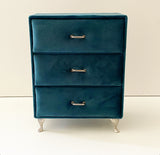 Dark Blue Velvet 3 Drawers Organizer