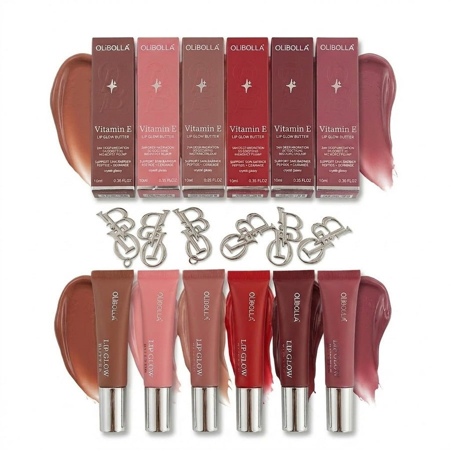 6 Colors Butter Lip Glow Gloss Set Rich In Vitamin E +chain