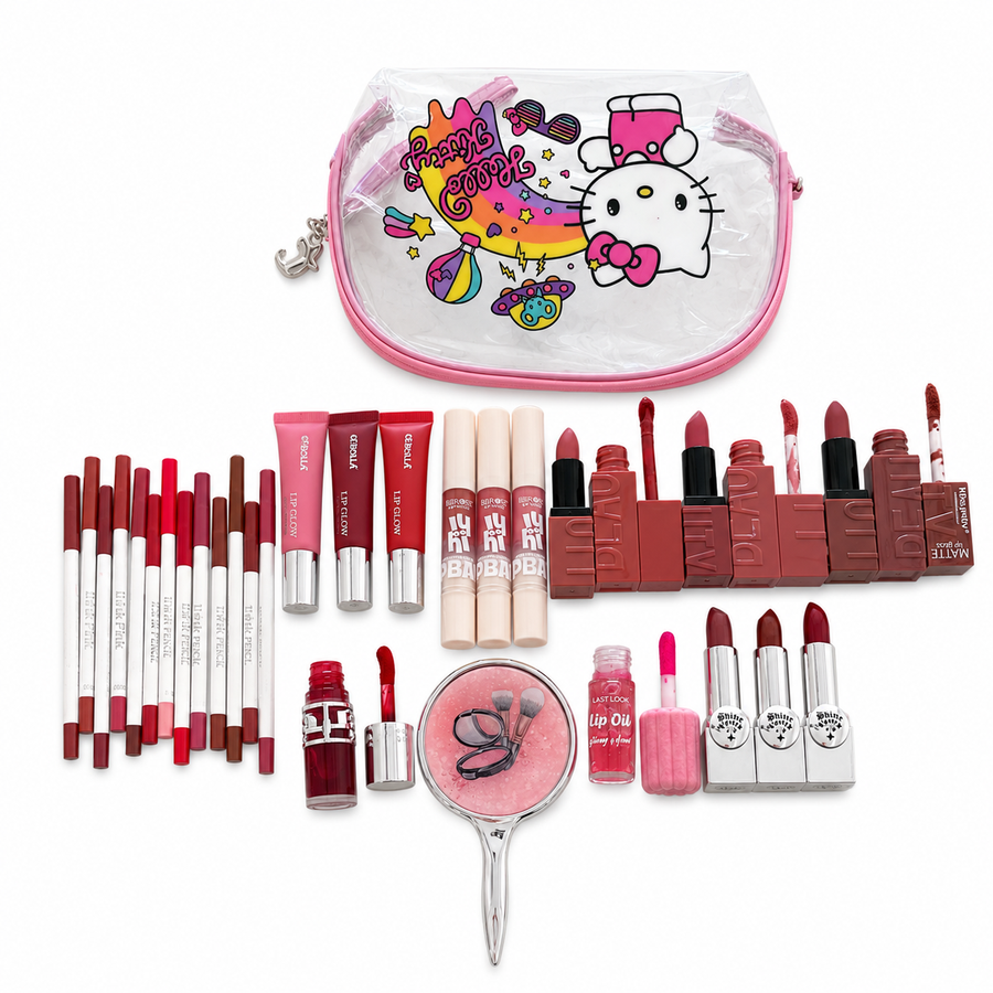 Lips Only Makeup Bundle With Bag and Mirror