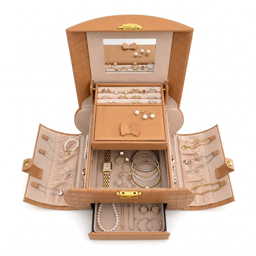 Khaki Big Size Leather Organizer Without key