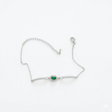 Silver X Green Stone Simple Bracelet