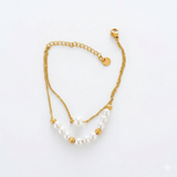 Gold X White Pearls Bracelet