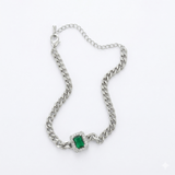 Silver x green stone bracelet