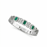 Silver X Green Bangle