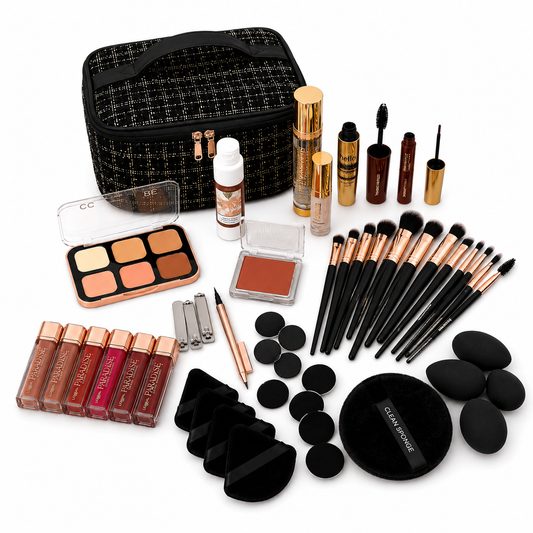 Dramatic Look Makeup Bundle With Black Tweed Bag